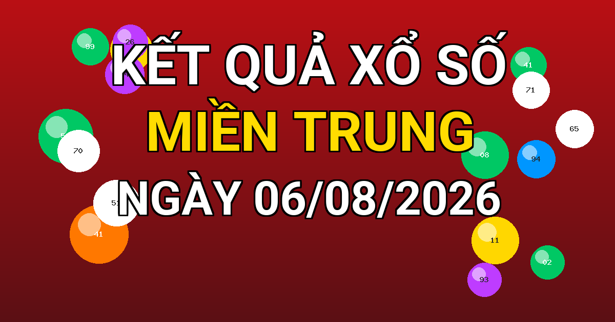 Kết quả xổ số Miền Trung ngày 06/08/2026
