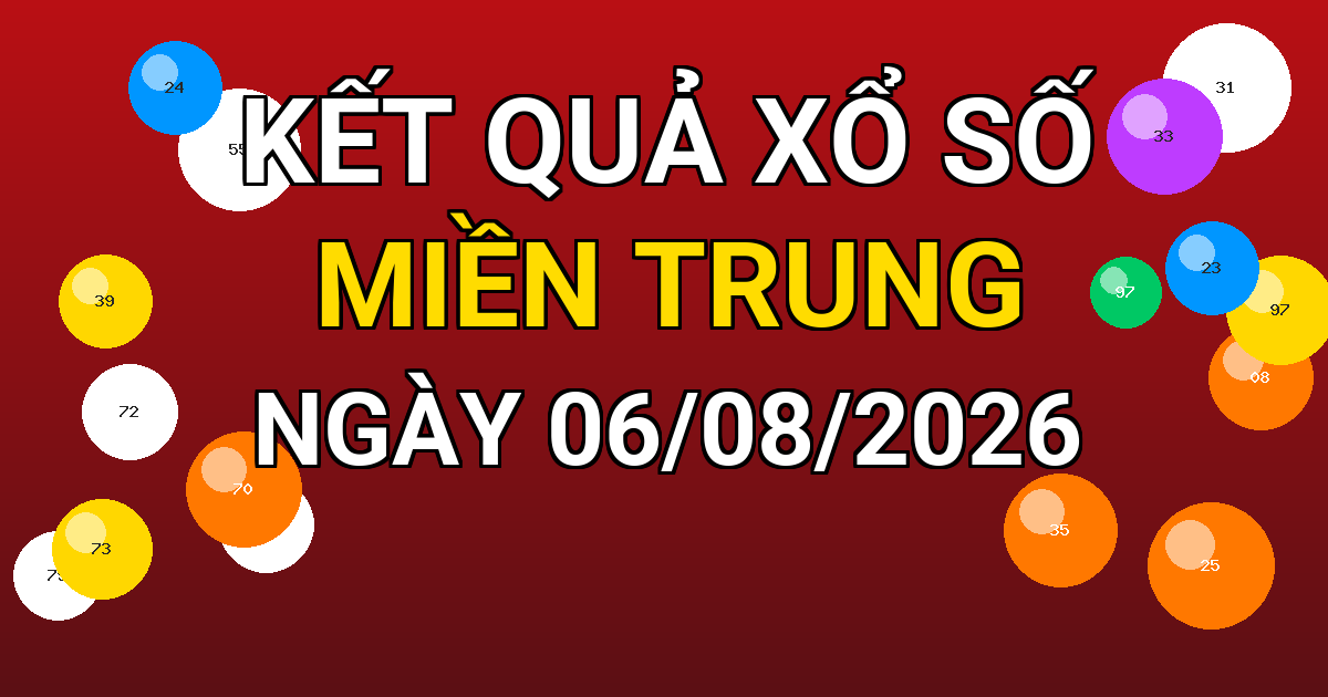 Kết quả xổ số Miền Trung ngày 06/08/2026