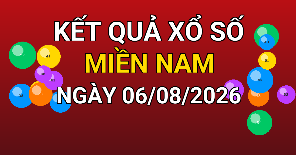 Kết quả xổ số Miền Nam ngày 06/08/2026