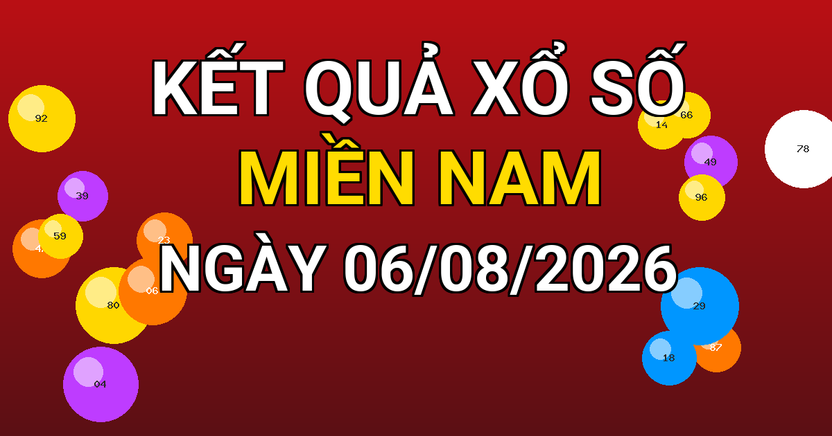 Kết quả xổ số Miền Nam ngày 06/08/2026