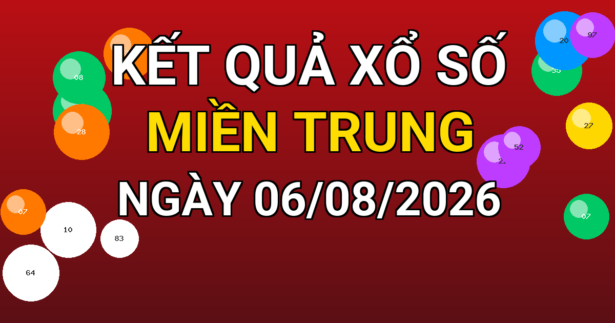 Kết quả xổ số Miền Trung ngày 06/08/2026