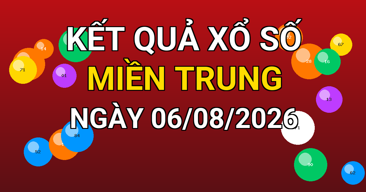 Kết quả xổ số Miền Trung ngày 06/08/2026