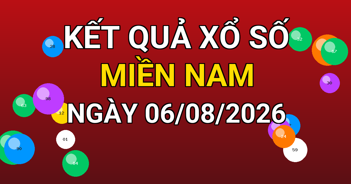 Kết quả xổ số Miền Nam ngày 06/08/2026