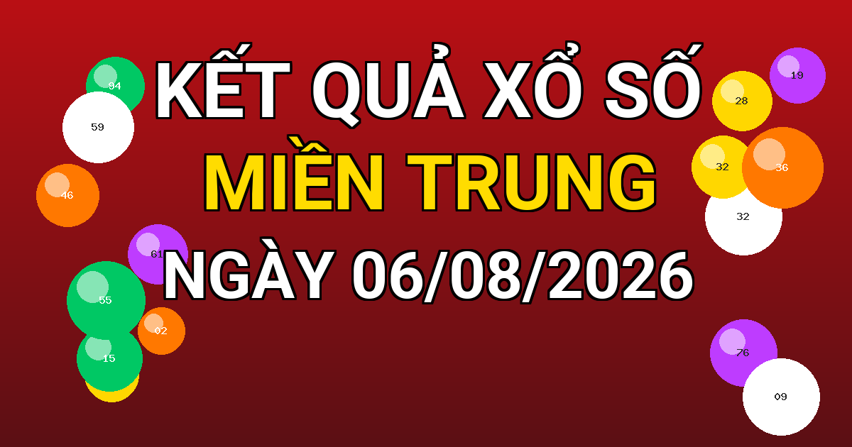 Kết quả xổ số Miền Trung ngày 06/08/2026