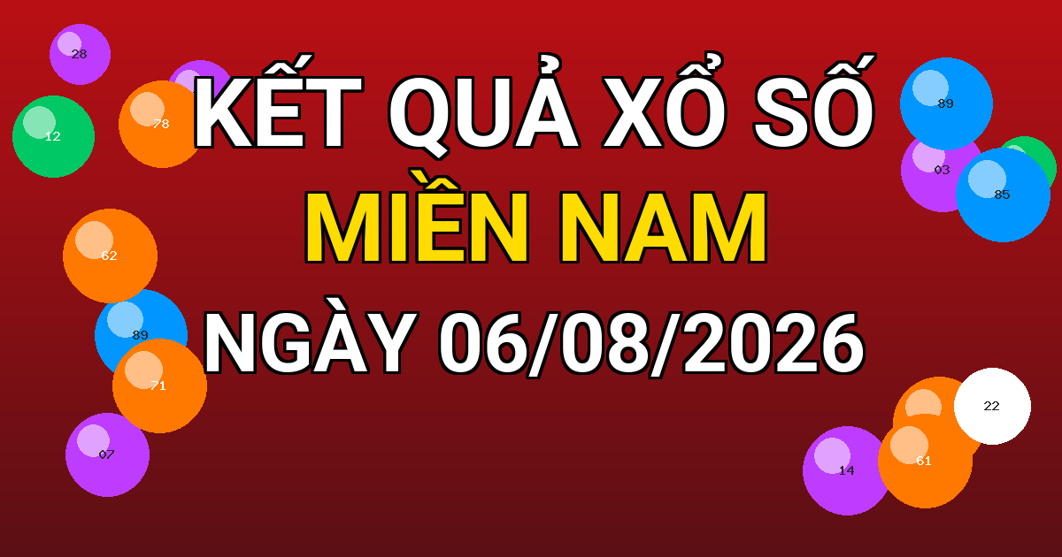 Kết quả xổ số Miền Nam ngày 06/08/2026