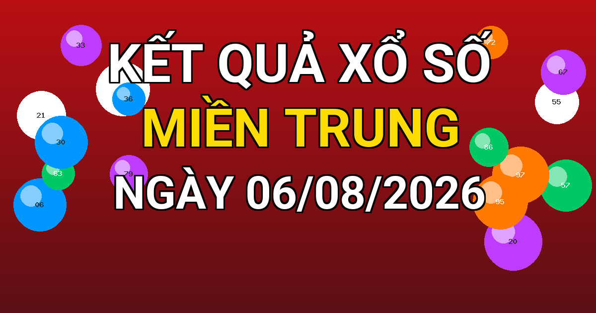 Kết quả xổ số Miền Trung ngày 06/08/2026