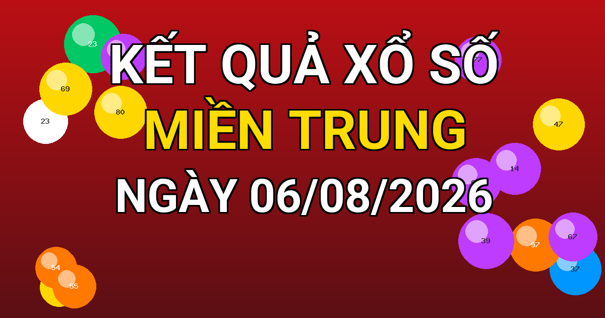 Kết quả xổ số Miền Trung ngày 06/08/2026