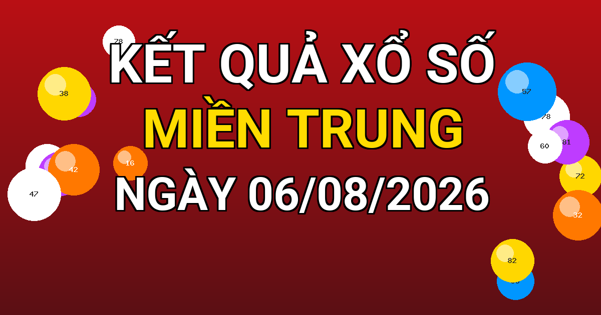 Kết quả xổ số Miền Trung ngày 06/08/2026