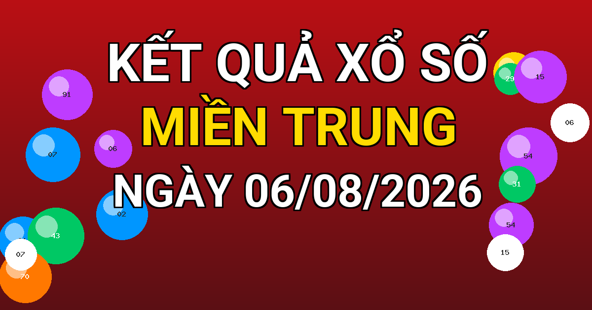 Kết quả xổ số Miền Trung ngày 06/08/2026