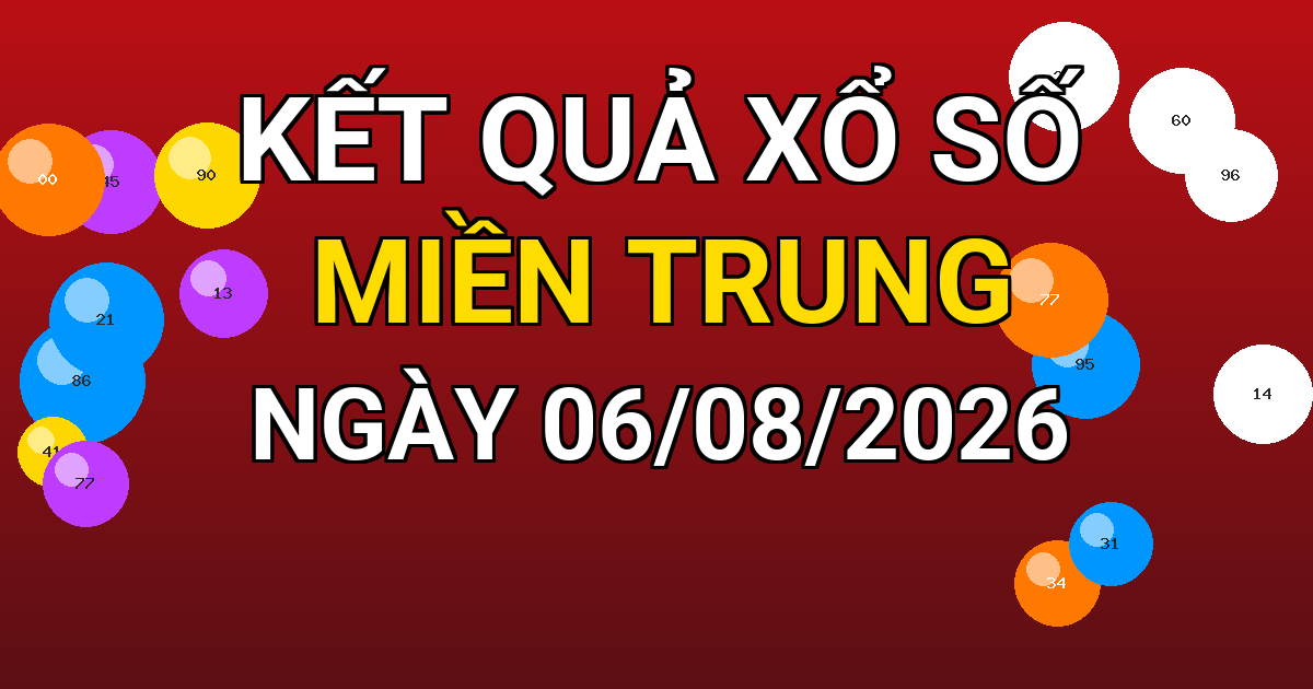 Kết quả xổ số Miền Trung ngày 06/08/2026