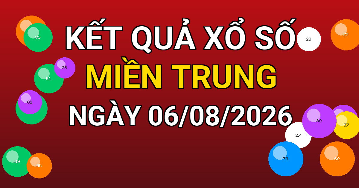 Kết quả xổ số Miền Trung ngày 06/08/2026