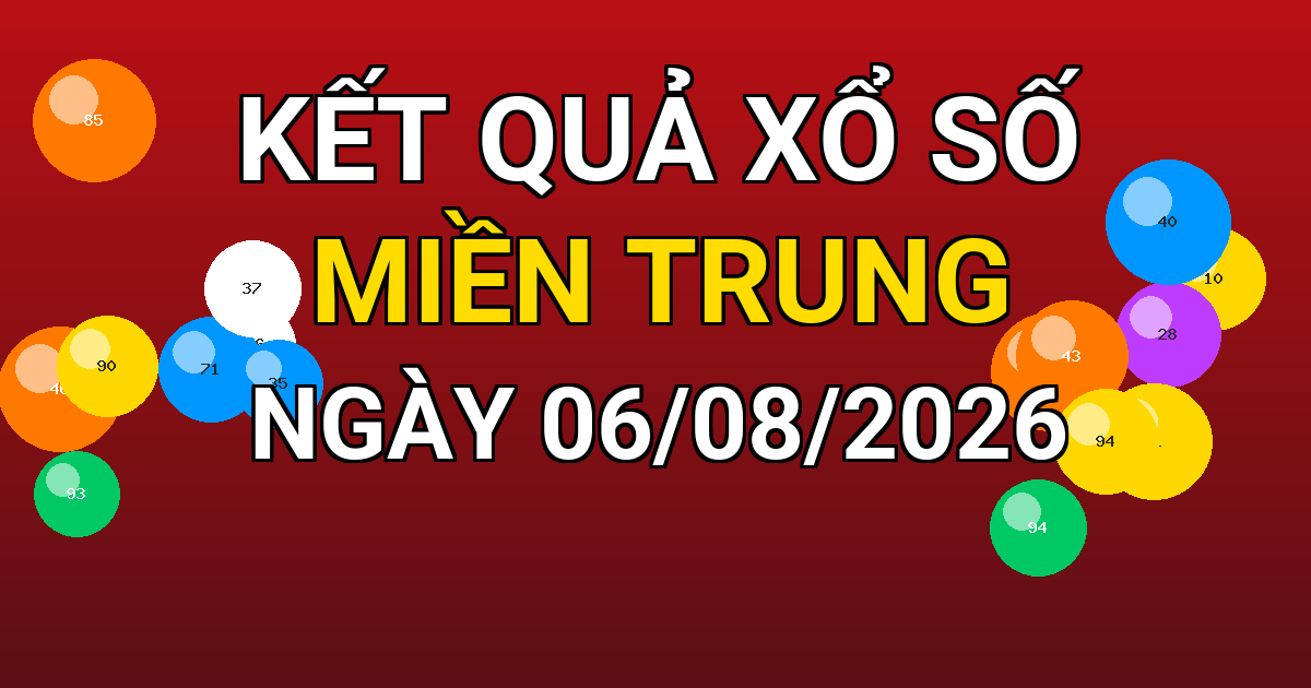 Kết quả xổ số Miền Trung ngày 06/08/2026