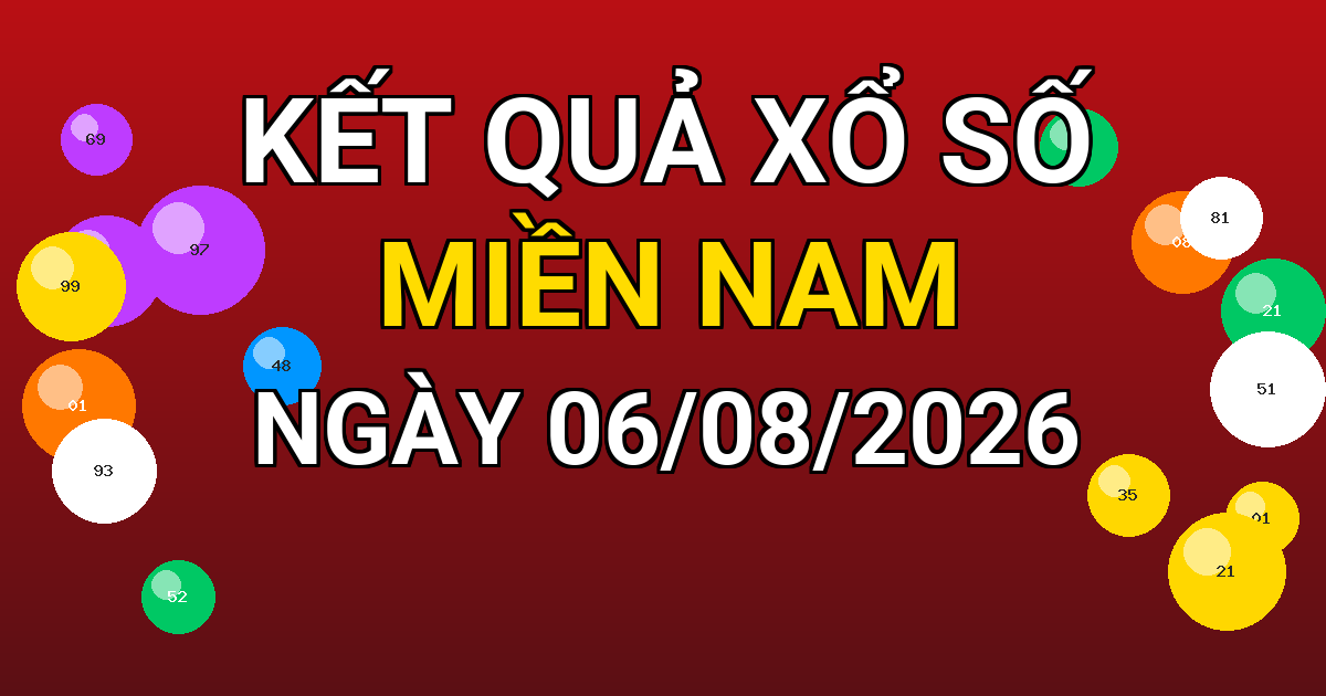 Kết quả xổ số Miền Nam ngày 06/08/2026