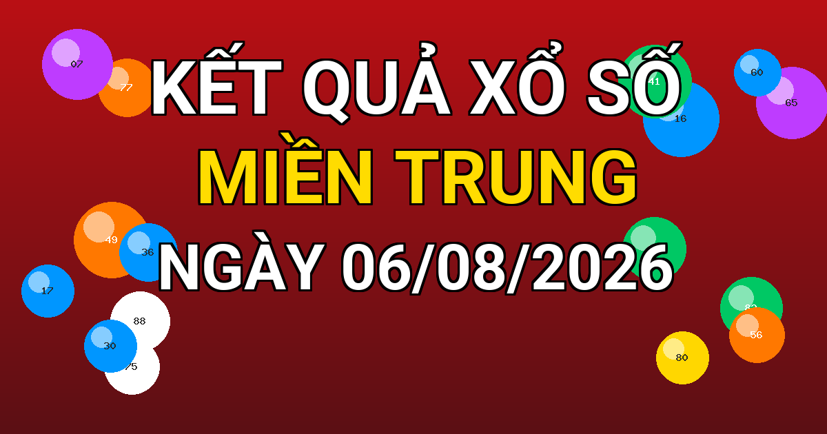 Kết quả xổ số Miền Trung ngày 06/08/2026