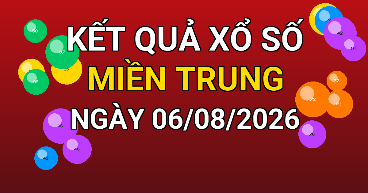 Kết quả xổ số Miền Trung ngày 06/08/2026