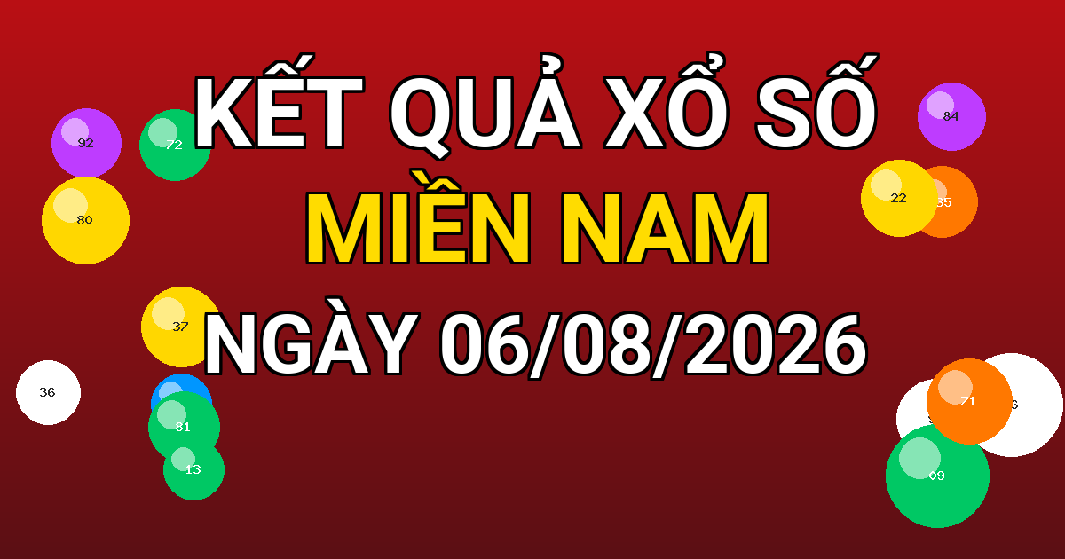 Kết quả xổ số Miền Nam ngày 06/08/2026
