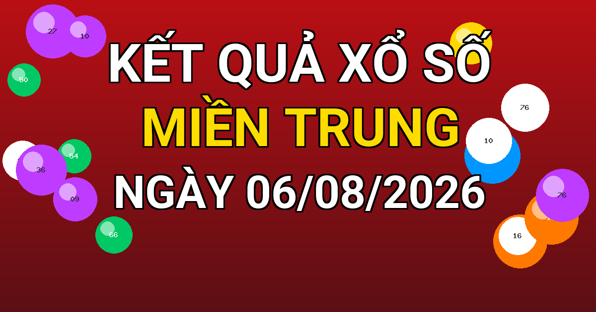 Kết quả xổ số Miền Trung ngày 06/08/2026