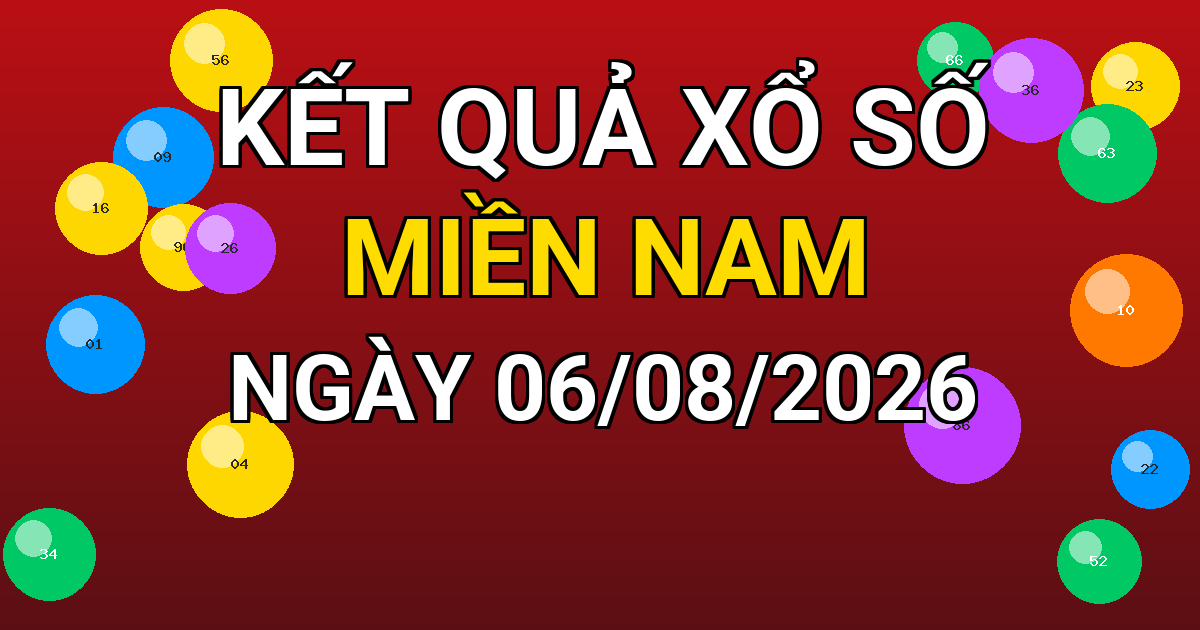 Kết quả xổ số Miền Nam ngày 06/08/2026