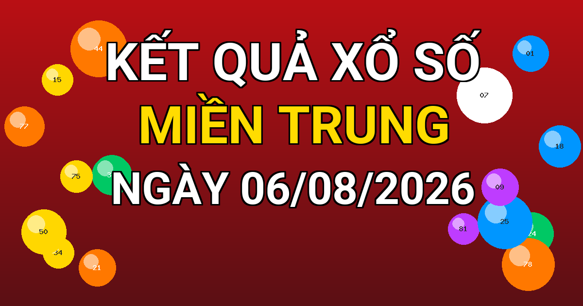 Kết quả xổ số Miền Trung ngày 06/08/2026
