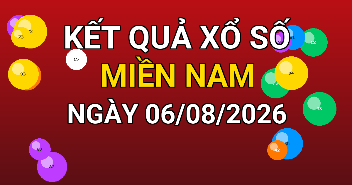 Kết quả xổ số Miền Nam ngày 06/08/2026