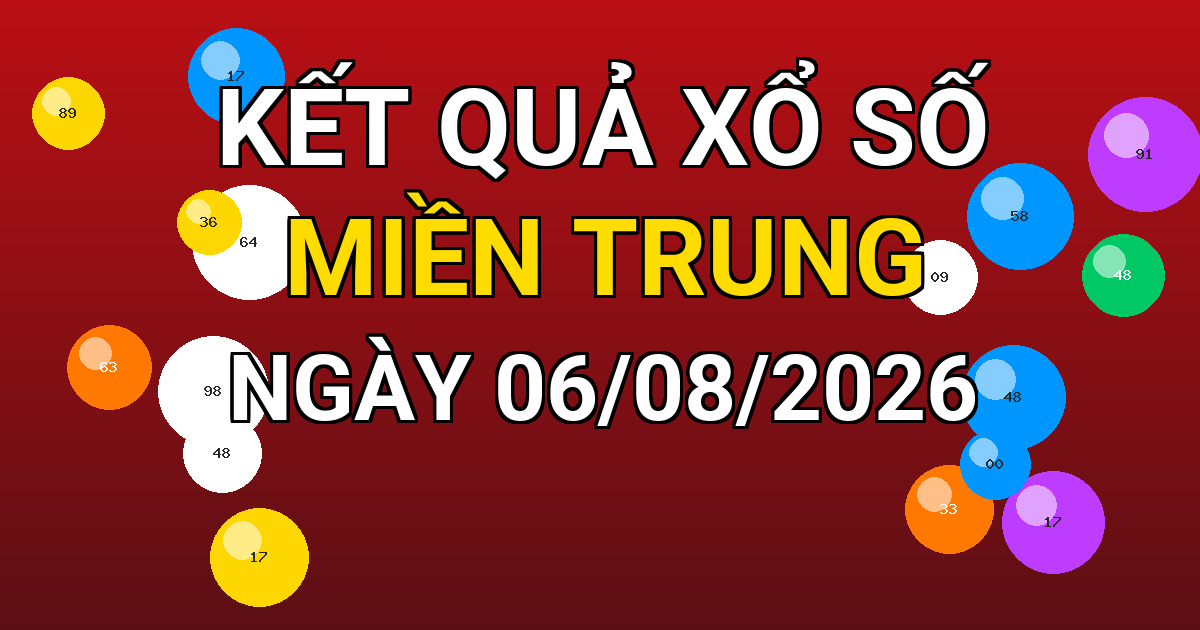 Kết quả xổ số Miền Trung ngày 06/08/2026