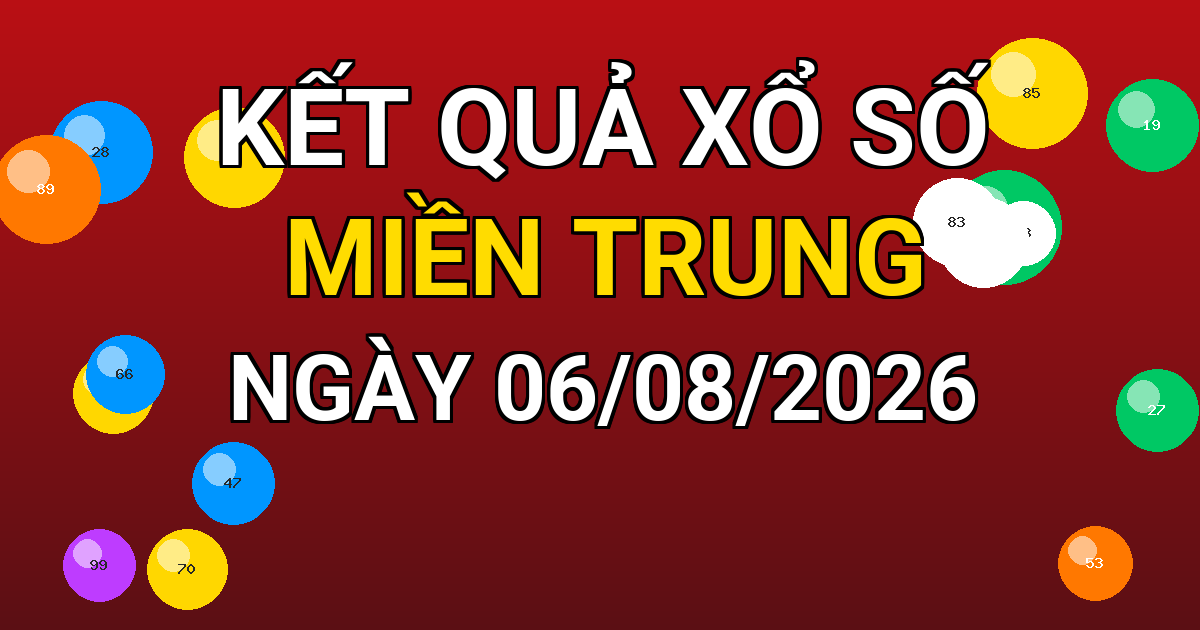 Kết quả xổ số Miền Trung ngày 06/08/2026