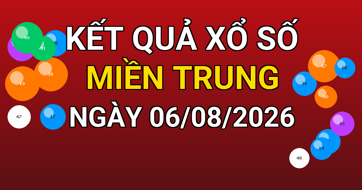 Kết quả xổ số Miền Trung ngày 06/08/2026
