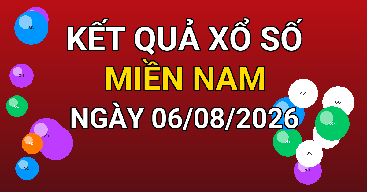 Kết quả xổ số Miền Nam ngày 06/08/2026