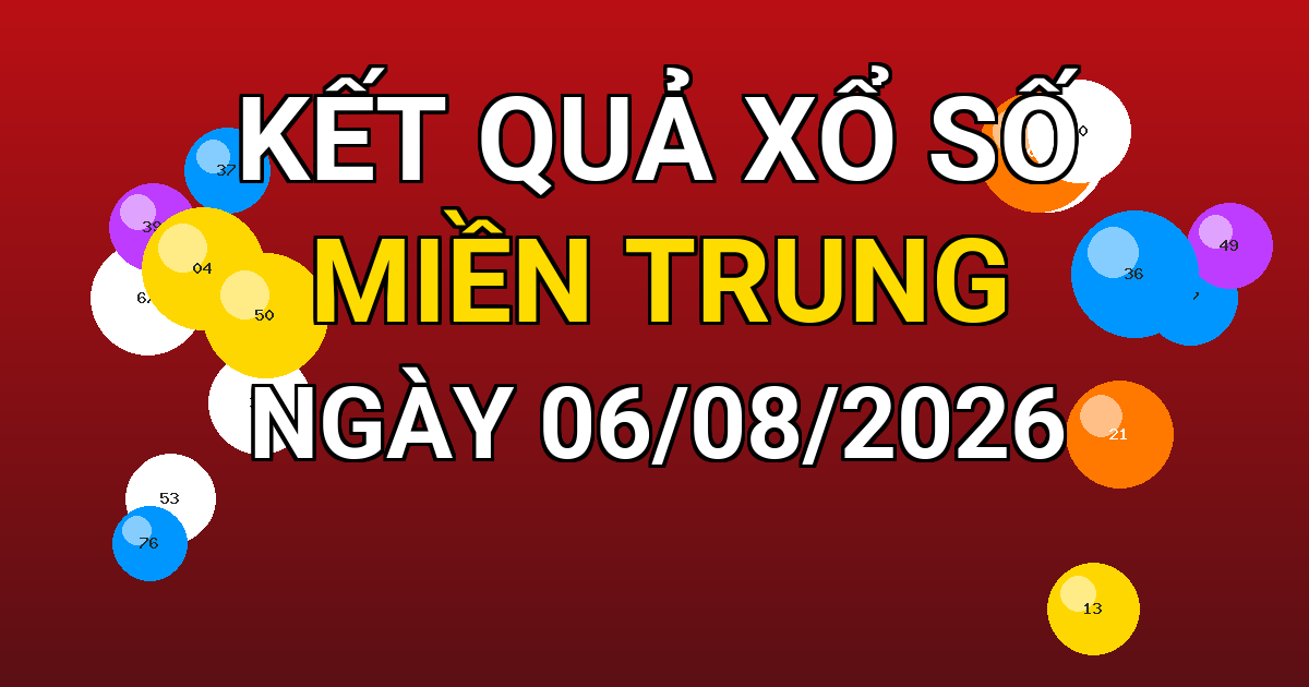 Kết quả xổ số Miền Trung ngày 06/08/2026