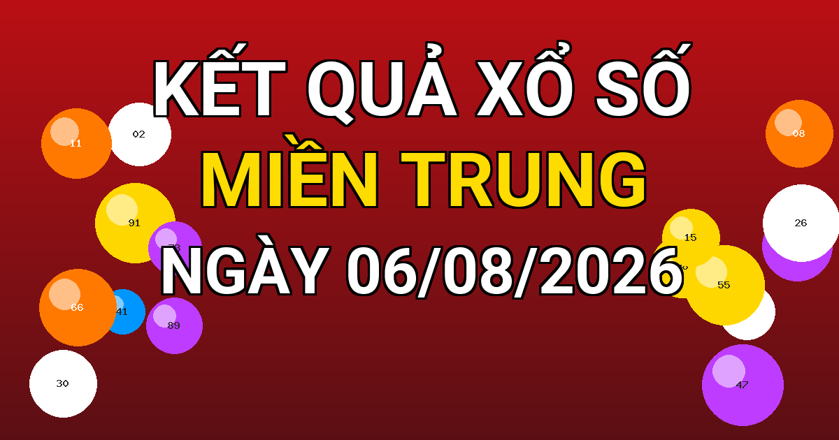 Kết quả xổ số Miền Trung ngày 06/08/2026