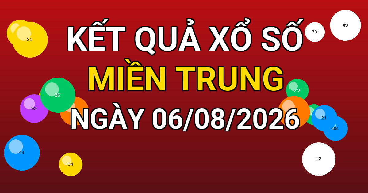 Kết quả xổ số Miền Trung ngày 06/08/2026