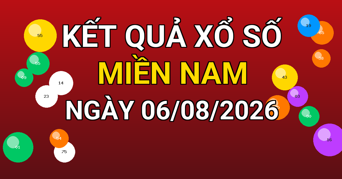 Kết quả xổ số Miền Nam ngày 06/08/2026