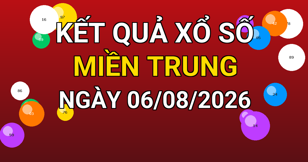 Kết quả xổ số Miền Trung ngày 06/08/2026