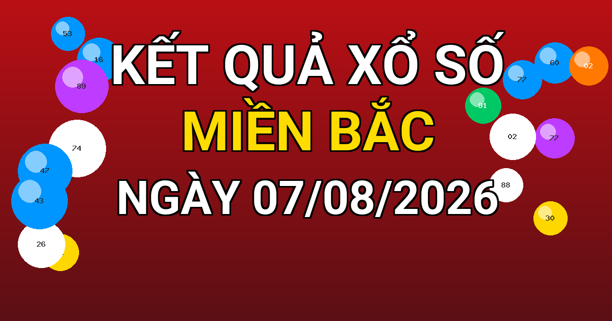 Kết quả xổ số Miền Bắc ngày 07/08/2026