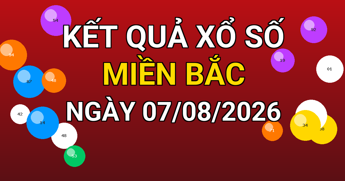 Kết quả xổ số Miền Bắc ngày 07/08/2026