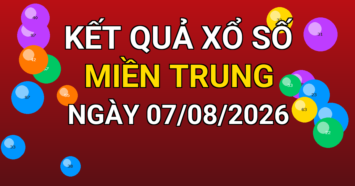 Kết quả xổ số Miền Trung ngày 07/08/2026