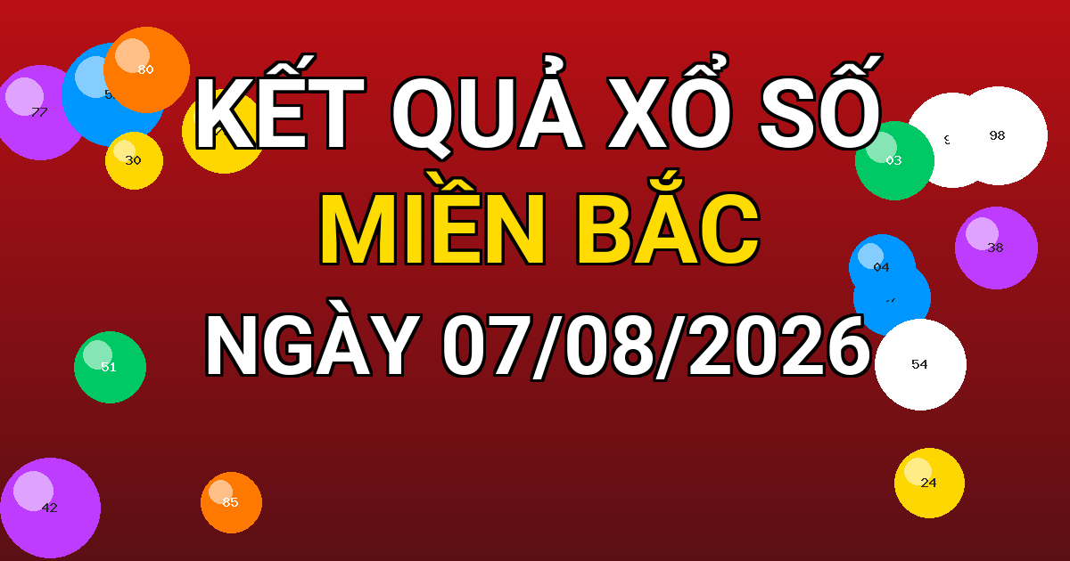 Kết quả xổ số Miền Bắc ngày 07/08/2026