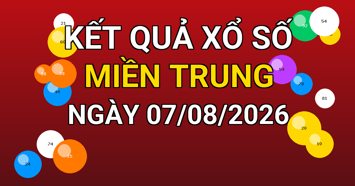 Kết quả xổ số Miền Trung ngày 07/08/2026