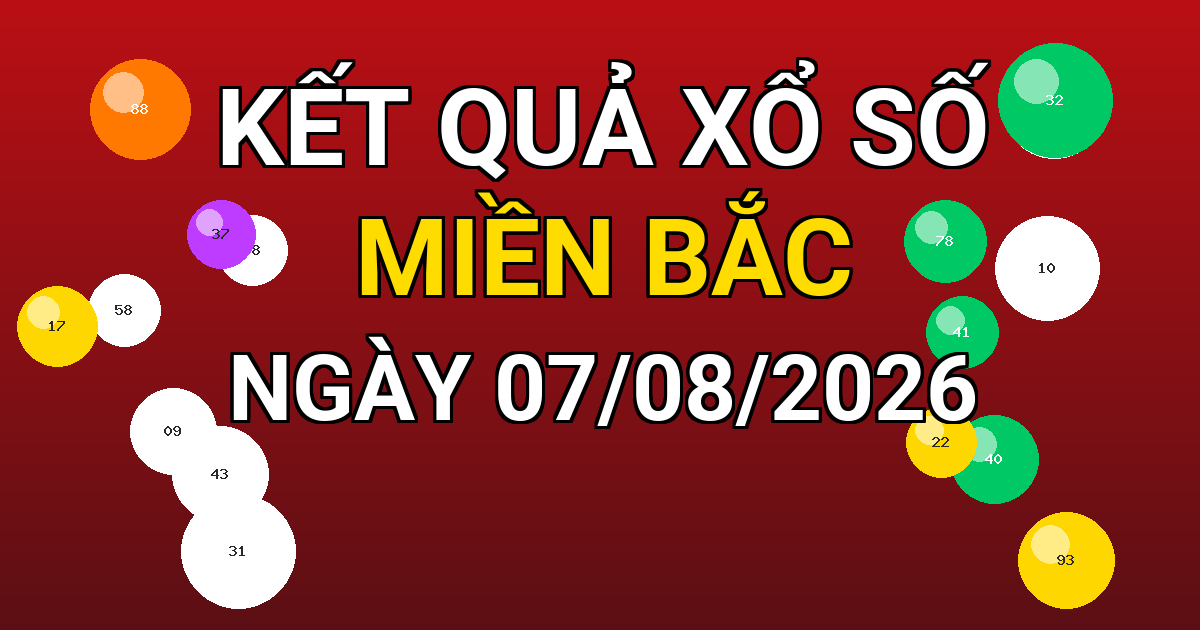 Kết quả xổ số Miền Bắc ngày 07/08/2026