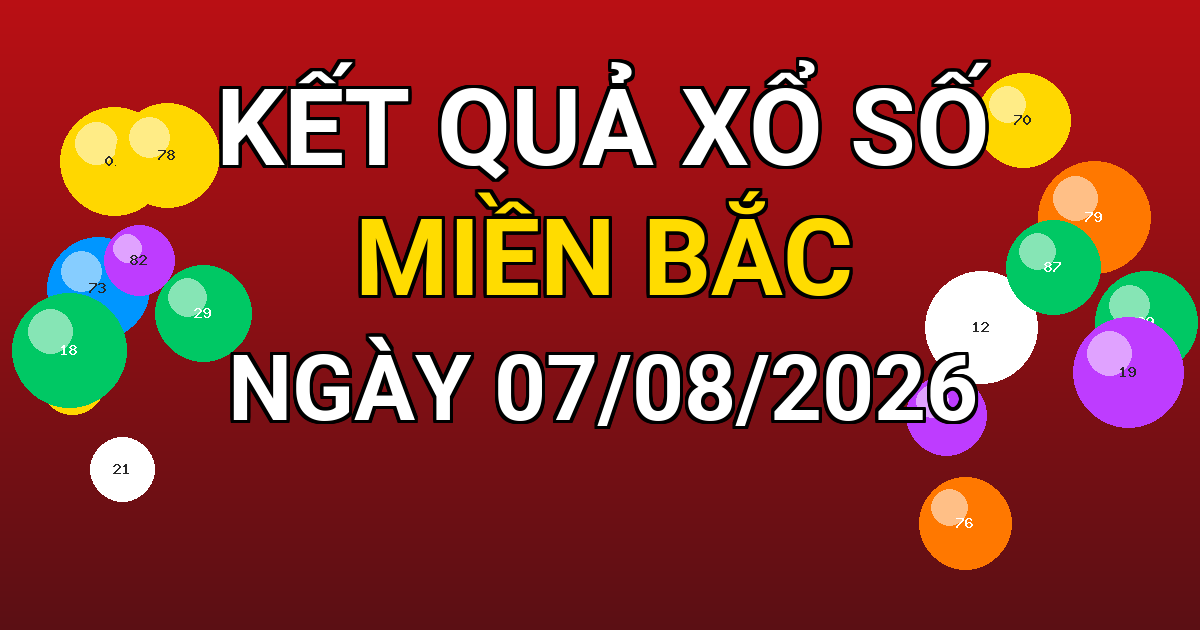 Kết quả xổ số Miền Bắc ngày 07/08/2026