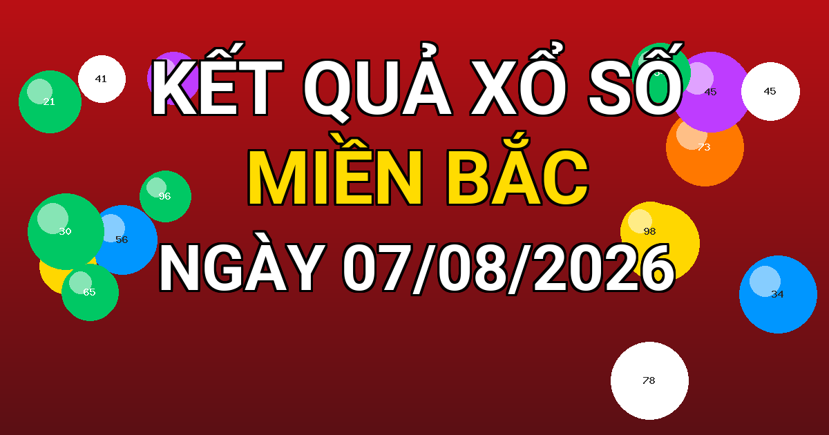 Kết quả xổ số Miền Bắc ngày 07/08/2026