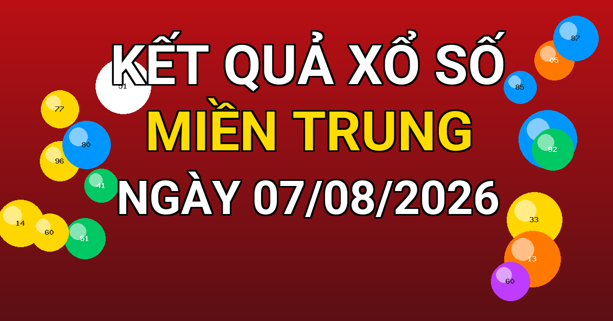 Kết quả xổ số Miền Trung ngày 07/08/2026