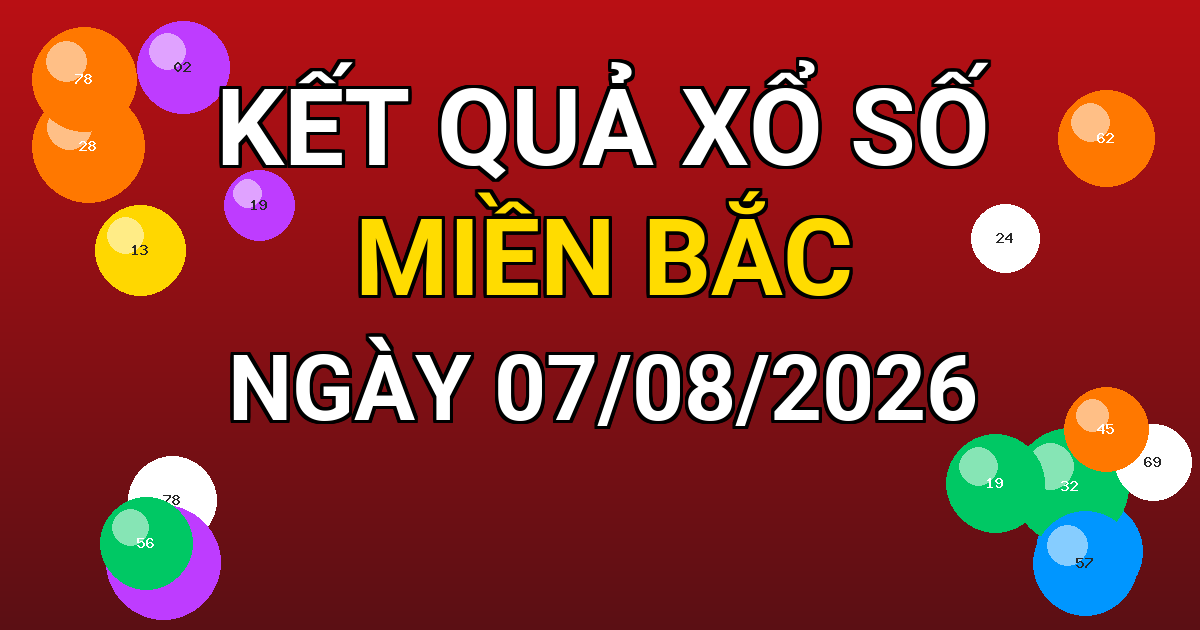 Kết quả xổ số Miền Bắc ngày 07/08/2026