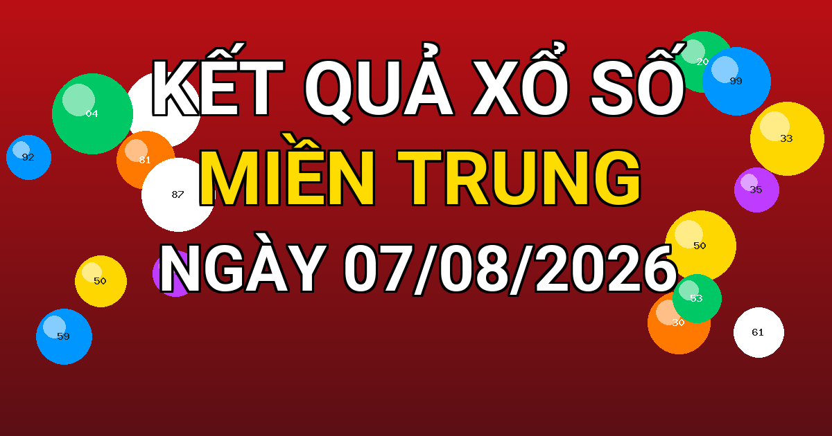 Kết quả xổ số Miền Trung ngày 07/08/2026