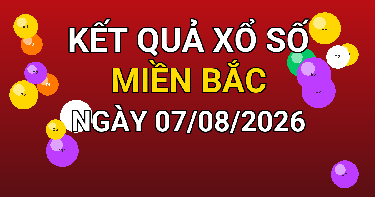 Kết quả xổ số Miền Bắc ngày 07/08/2026