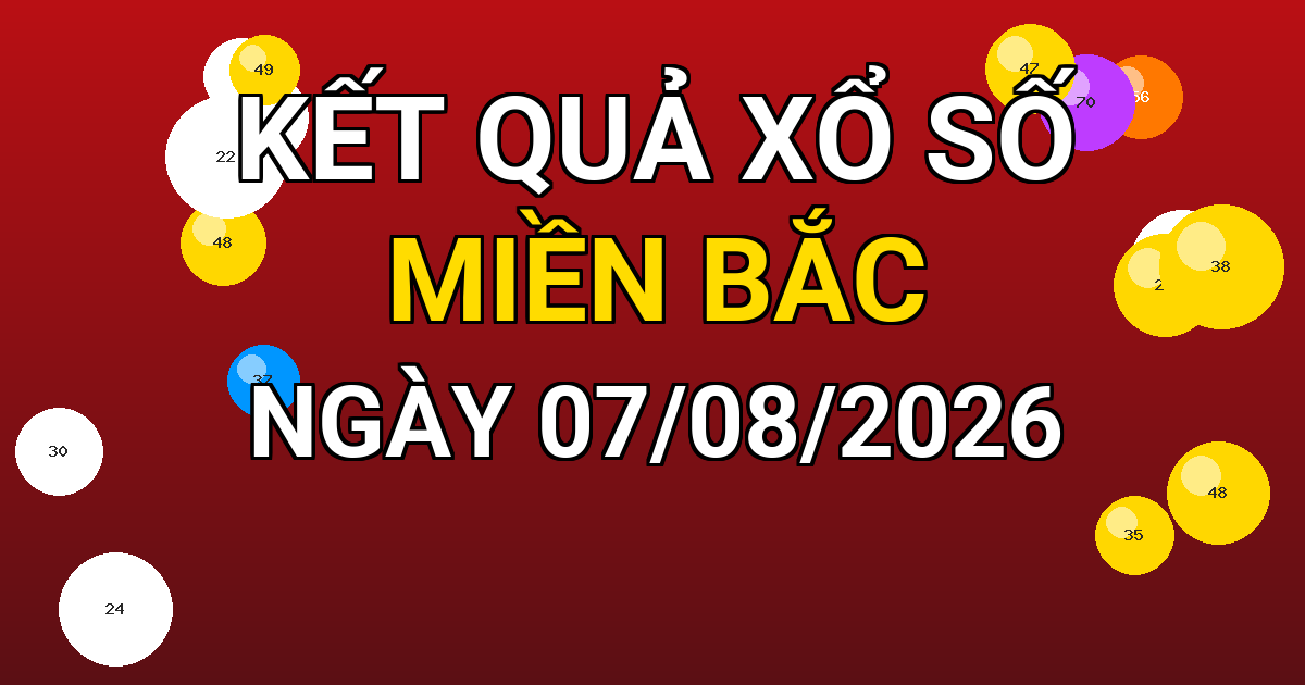 Kết quả xổ số Miền Bắc ngày 07/08/2026