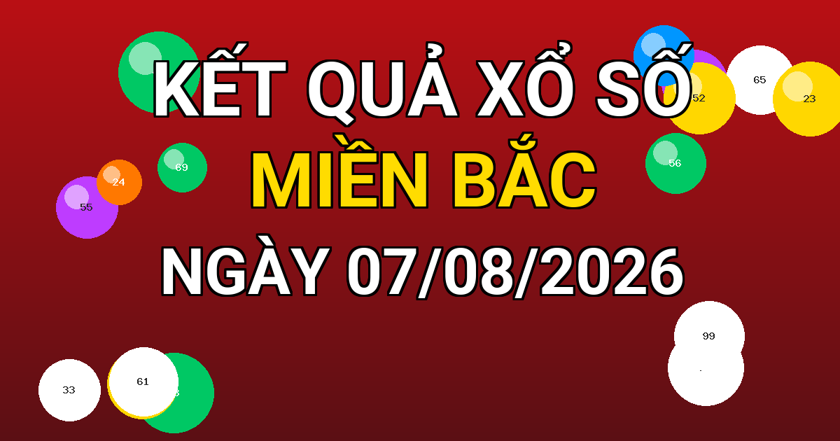 Kết quả xổ số Miền Bắc ngày 07/08/2026