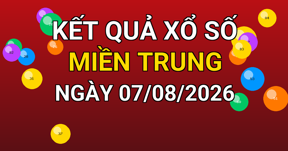 Kết quả xổ số Miền Trung ngày 07/08/2026