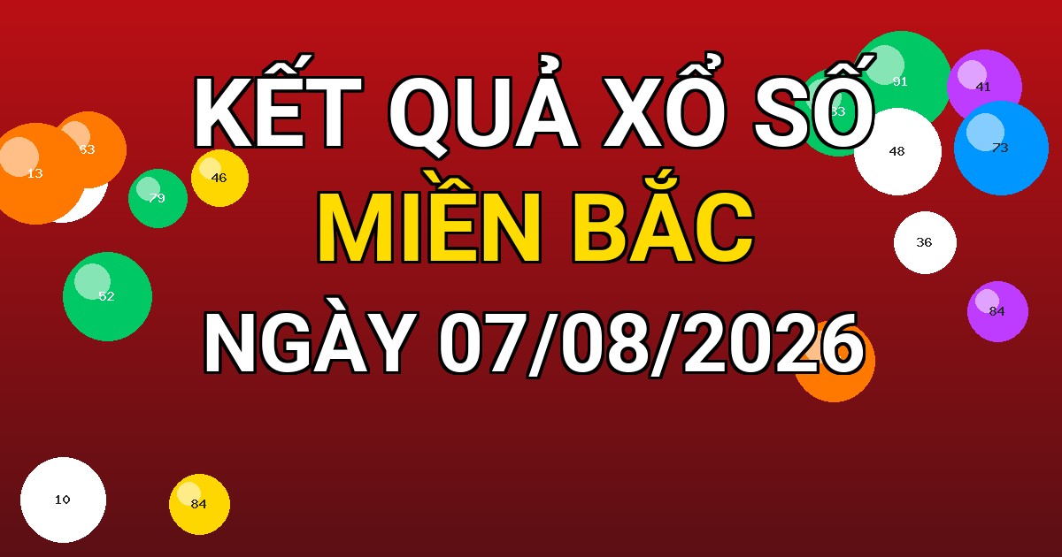 Kết quả xổ số Miền Bắc ngày 07/08/2026