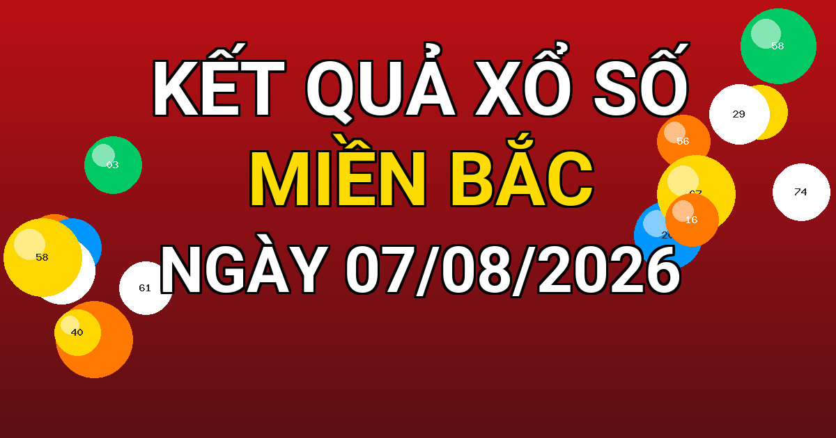 Kết quả xổ số Miền Bắc ngày 07/08/2026